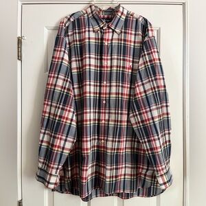 RALPH LAUREN navy red white plaid Cotton McNeel shirt XL